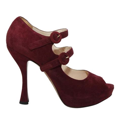 prada size 37 deep burgundy peep-toe heels|PRADA Women's Peep Toe Heels for sale .